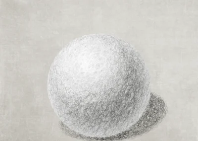 Vector scribble sketch of a single sphere on light grey-beige background